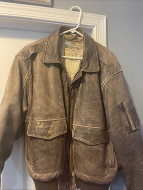 Vintage Aeropostale Men’s Distressed Brown Bomber Jacket size 42